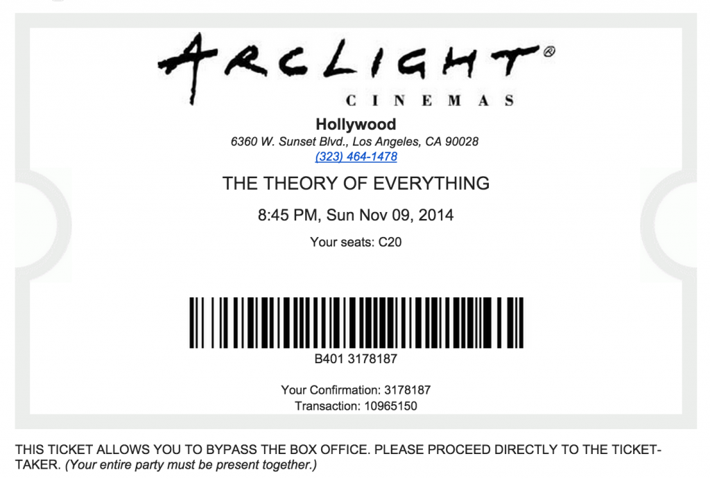 Existing Arclight ticket